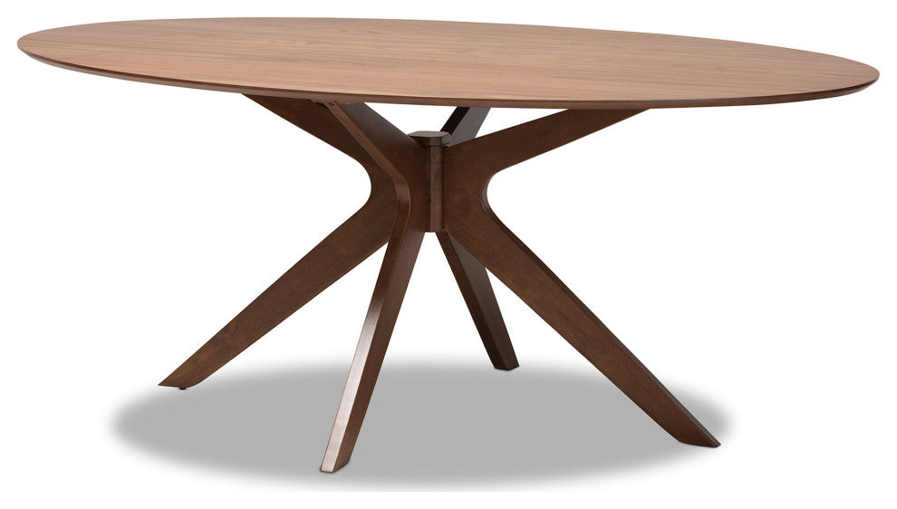 Monte Mid-Century Brown Finished Wood 71-Inch Oval Dining Table