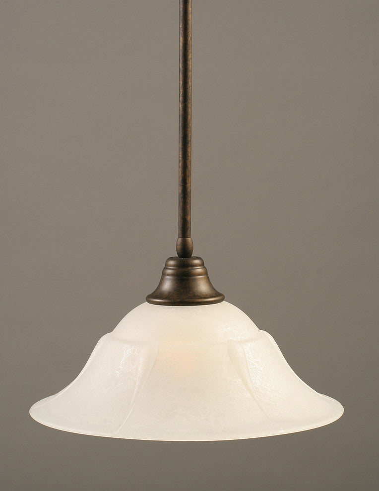 Stem Pendant In Bronze, 16" White Marble Glass