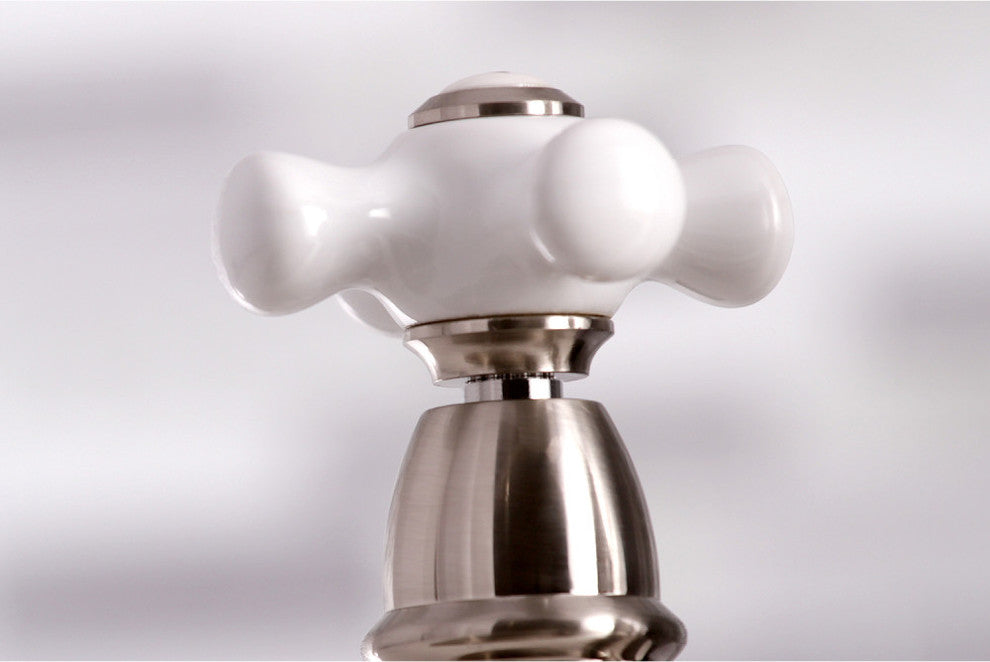 Kingston Brass Bridge Kitchen Faucet With Sprayer, Brushed Nickel