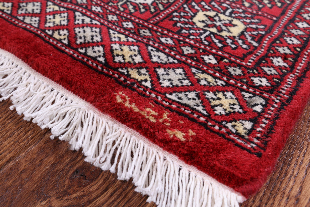 Hand Knotted Signed Silky Bokhara Wool Rug 3' 1" X 5' 2" - Q13804