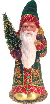 Schaller Paper Mache Candy Container- Santa Green And Red Coat