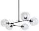Pendant Ceiling Light Fixture, Glass, Steel Metal, Black, Clear, Lounge Cafe