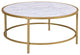 Verazano Faux Marble Top 36" Round Coffee Table, Gold