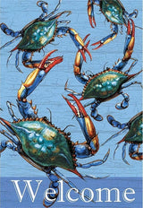 Flag Print Grdn Blue Crabs Polystr 13X18