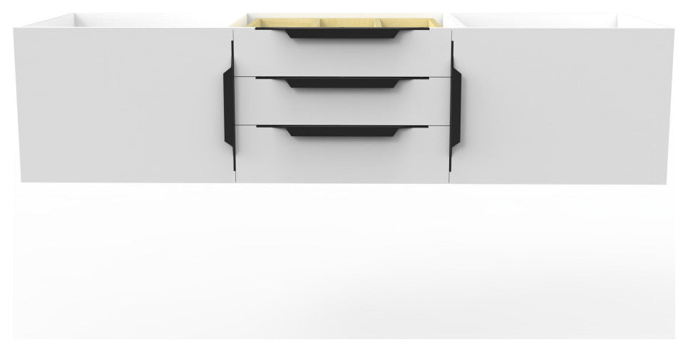 CastelloUSA Alpine 60" Wall Mounted Vanity, Base Only, White, Black Handles