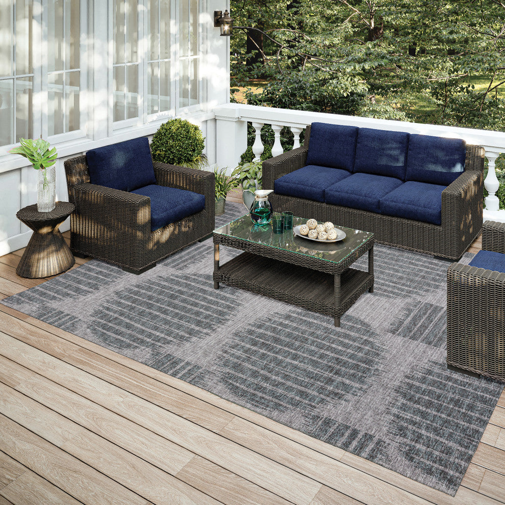 Indoor/Outdoor Sedona SN13 Pewter Machine Washable 5' x 7'6" Rug