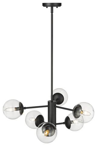 Avell 6 Light 28" Matte Black Pendant
