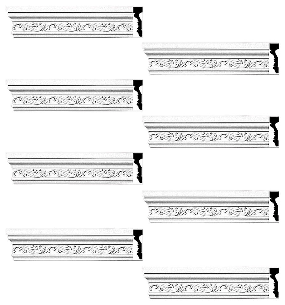 Crown Molding White Urethane Savanah Design 8 Pieces Totaling 752" Length