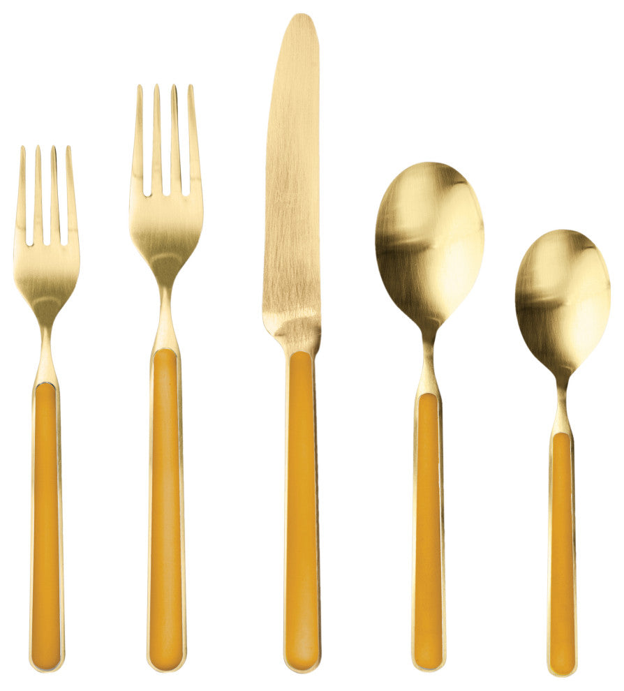 Fantasia Ice Gold Flatware, Mustard, 5-Piece Set