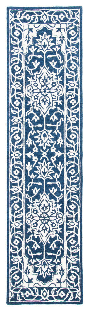 Safavieh Micro-Loop Mlp648N Traditional Rug, Navy and Ivory, 5'0"x5'0" Square