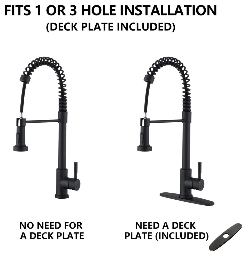 Single Handle Deck Mounted Spring Neck Kitchen Faucet with Pull Down Sprayer , M