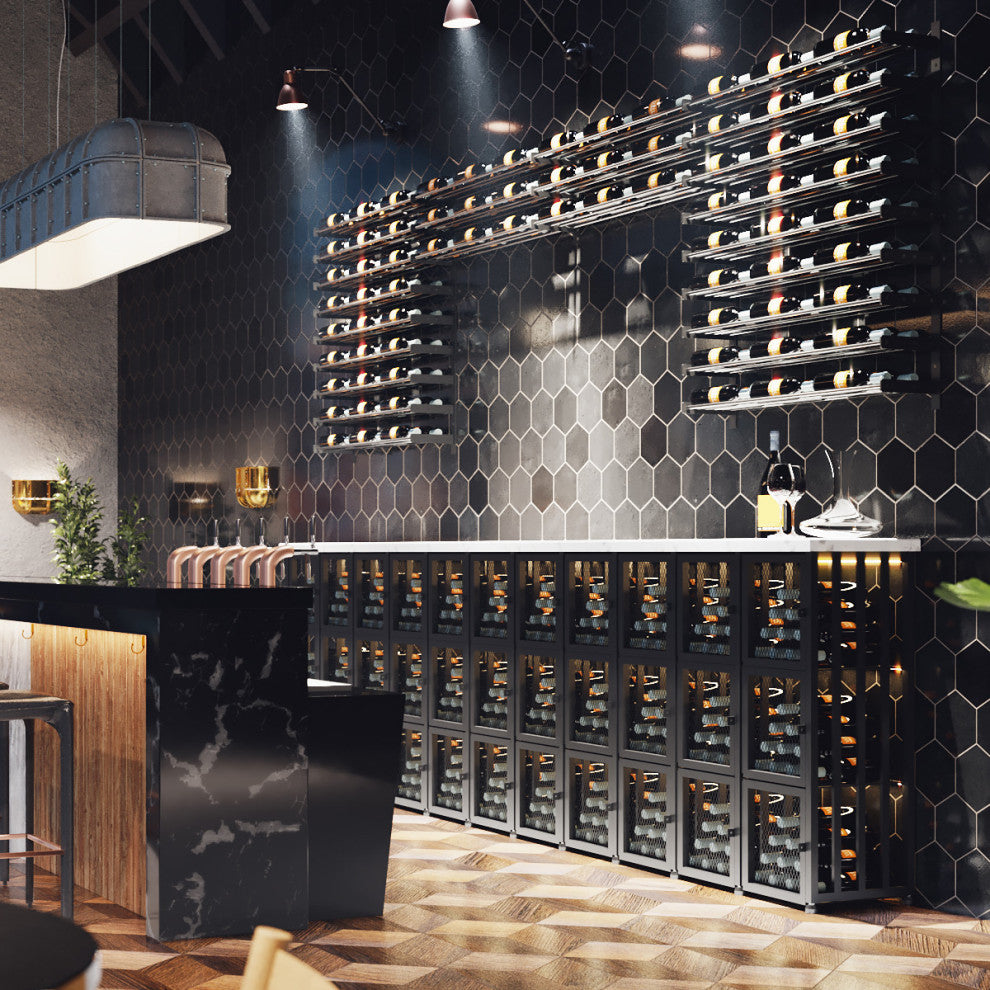 Case and Crate 6 | Metal Bottle Storage | Freestanding Wine Rack, 96 Bottles, Locker