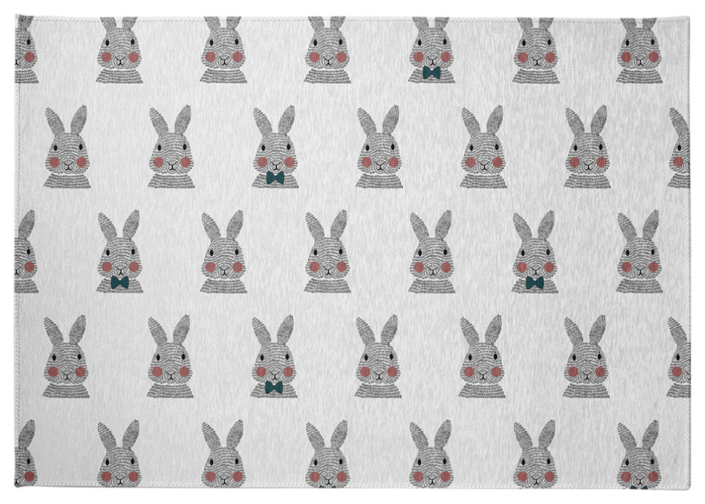 Bunny Fluffle Easter Chenille Rug, Ocean Abyss Green, 5'x7'