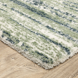 Greer Modern Distressed Stripe Blue/ Green Area Rug, 5'3" x 7'6"