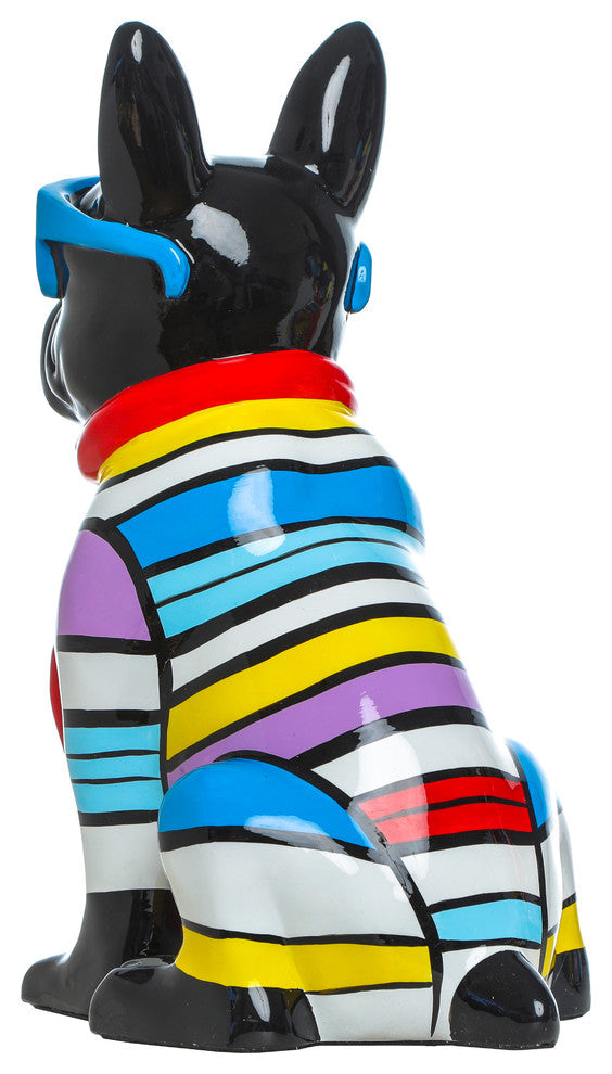 Stripe Dog With Blue Glasses, 14" tall