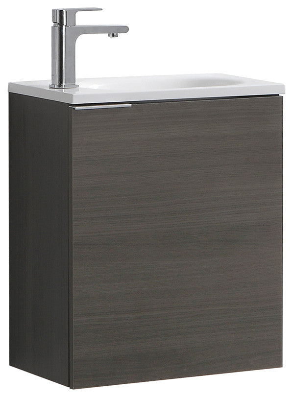 Valencia Wall Hung Bathroom Vanity, Gray Oak, 20"