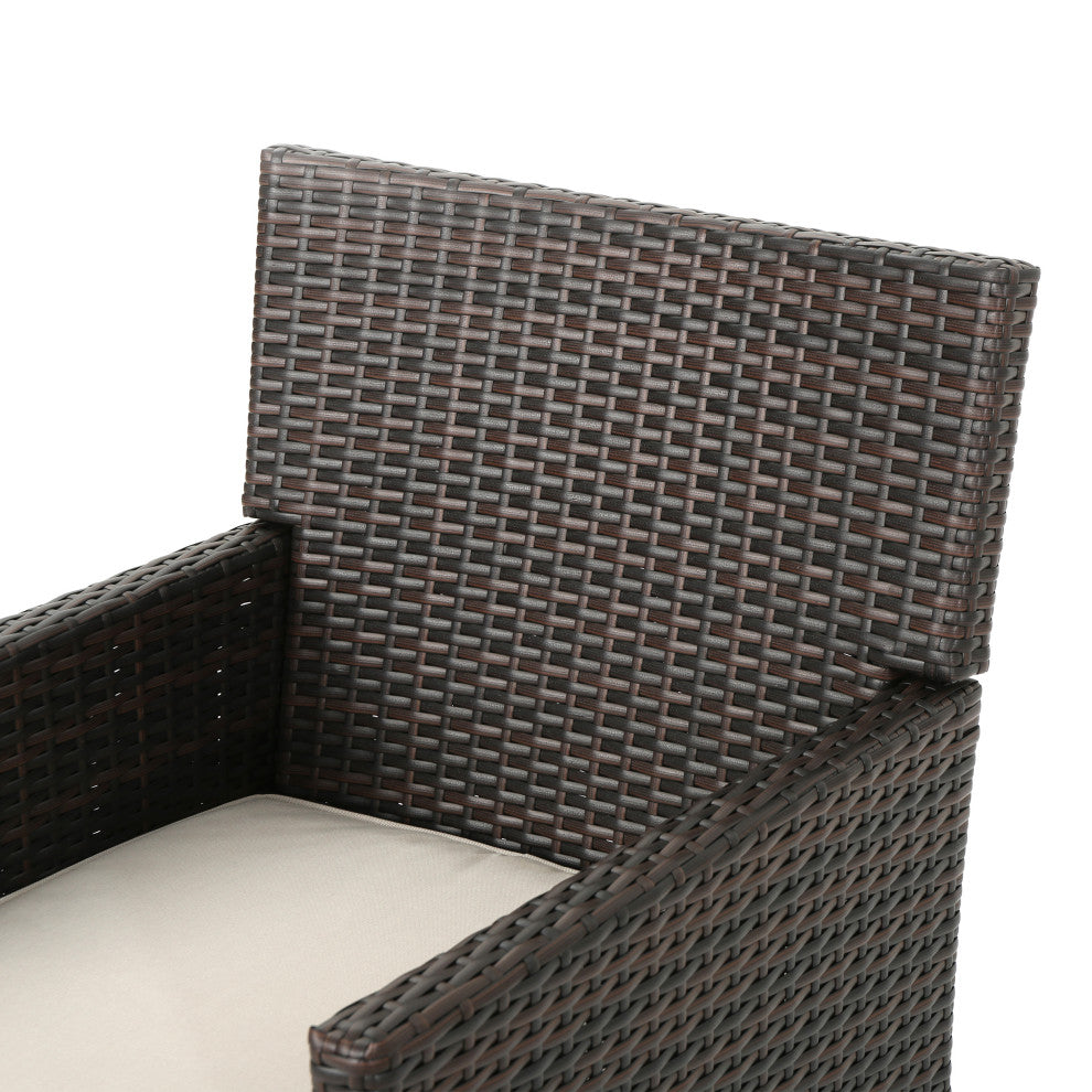 GDF Studio 3-Piece Shiny Outdoor Wicker Round Dining Set With Cushions