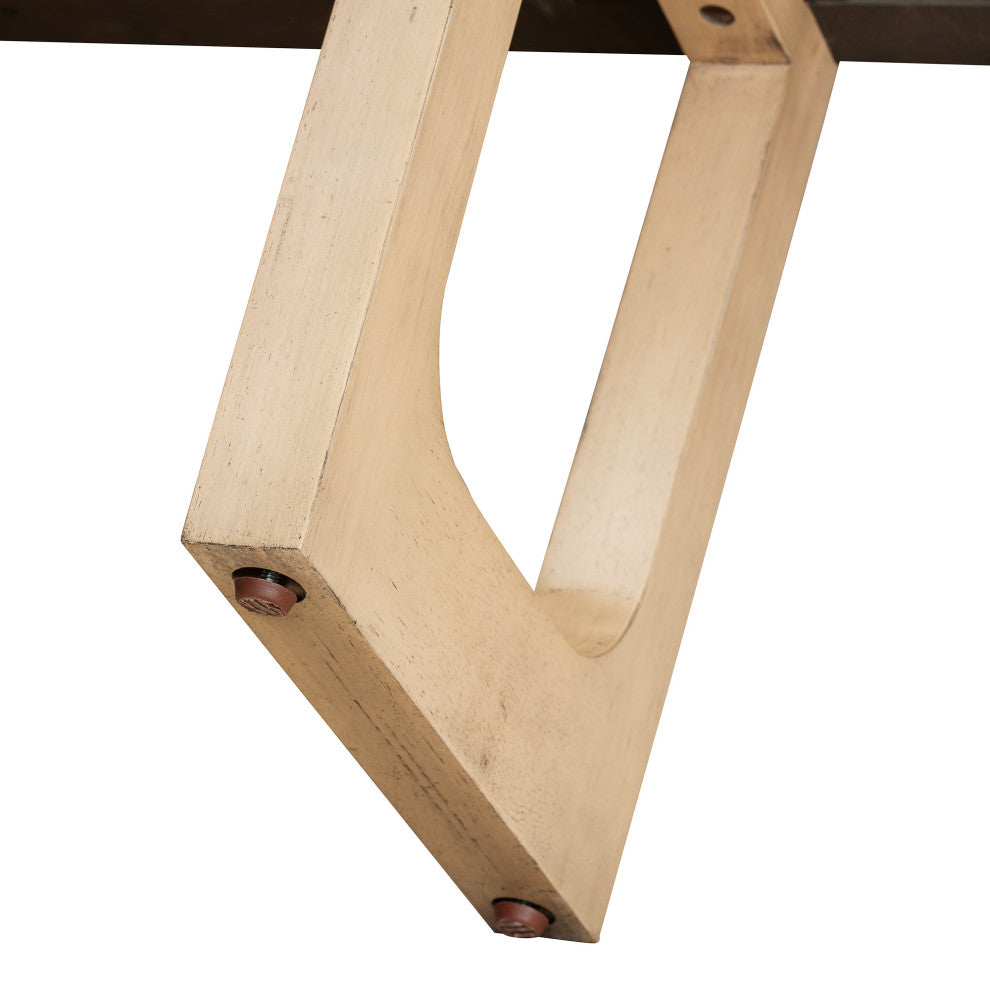 TATEUS Narrow Console Table with Marble-Effect Top for Entryway and Living Room, Natural
