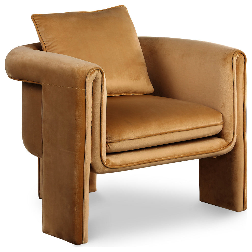 Sloan Velvet Accent Chair, Saddle