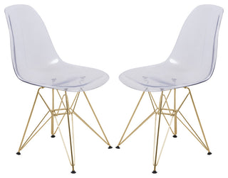 Cresco Eiffel Base Dining Chair, Gold Base, Set of 2, Clear