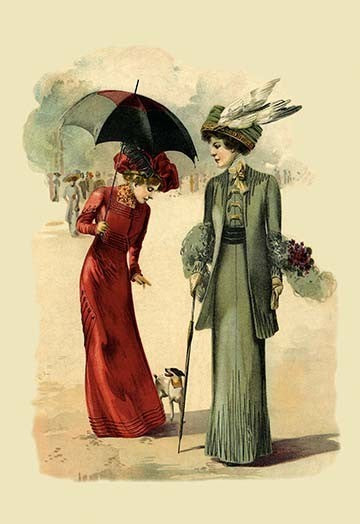 Lady in Red and Lady in Green - Fine Art Giclee Print 24" x 36"