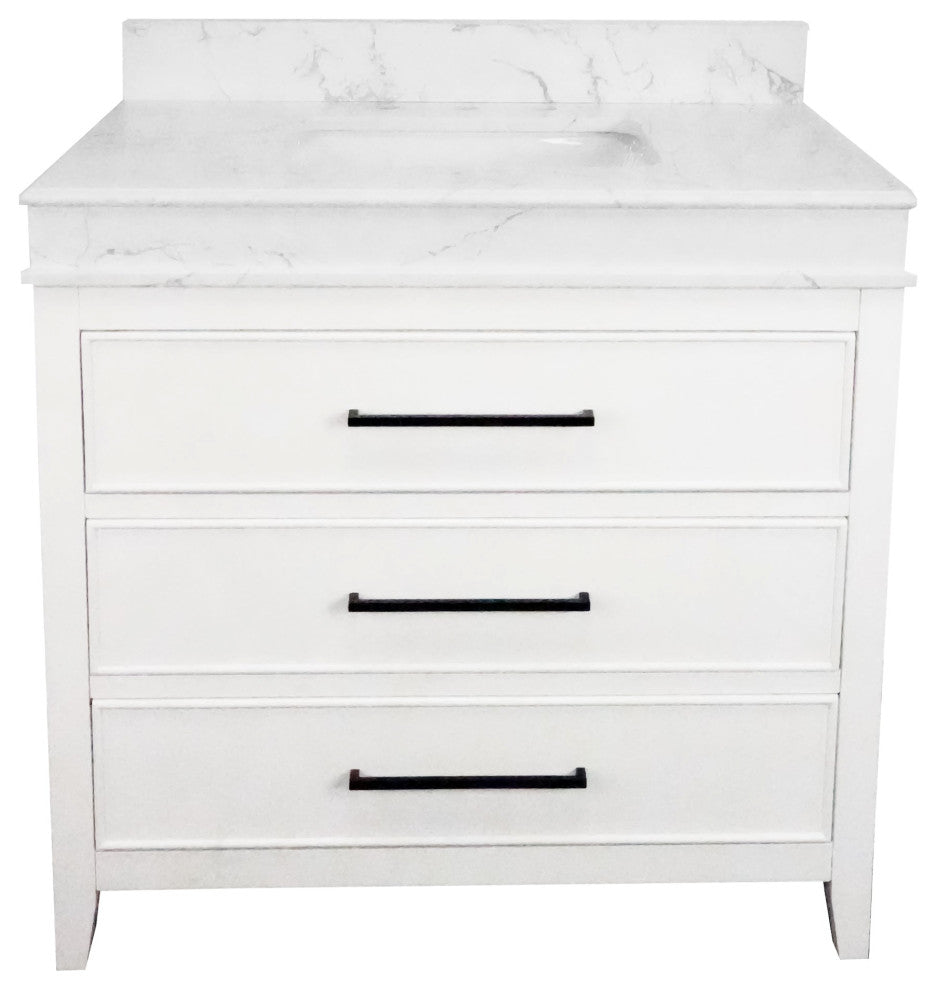 Kensington 36" Bathroom Vanity, White, Top: Engineered Marble