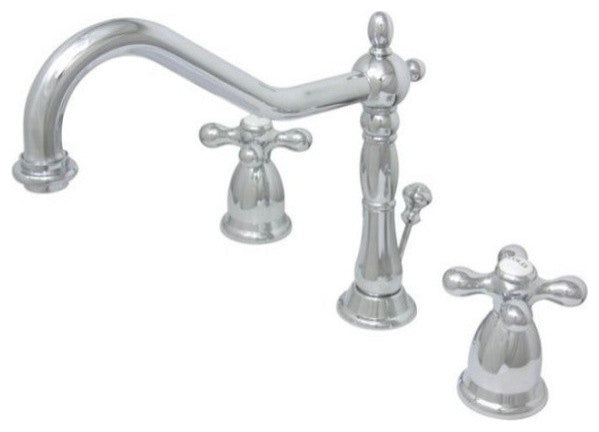 Kingston Brass Widespread Bathroom Faucet With Brass Pop-Up, Polished Chrome
