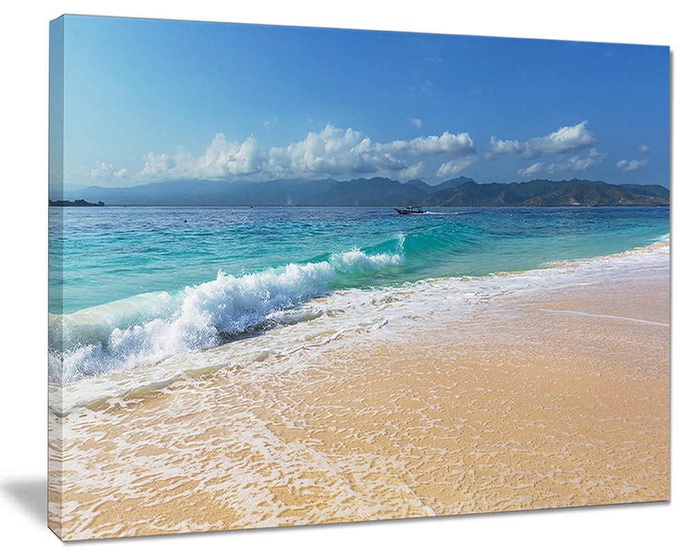 "Large Blue Beach in Gili Island" Seashore Canvas Print, 20"x12"