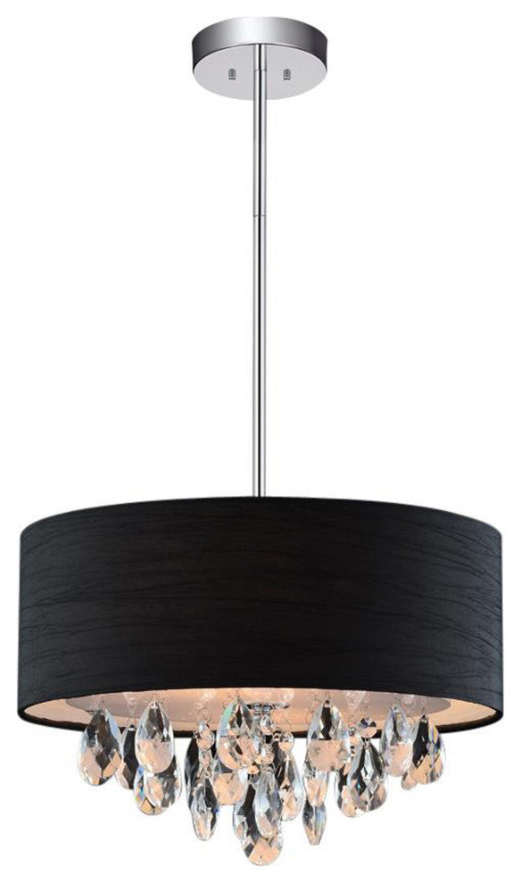 Dash Drum Shade Chandelier, Black, 14 Inches