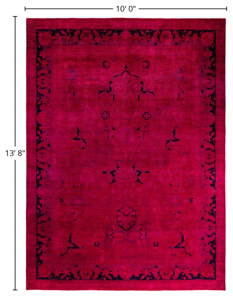 Overdyed One-of-a-Kind Hand-Knotted Area Rug Red, 10' 0" x 13' 8"