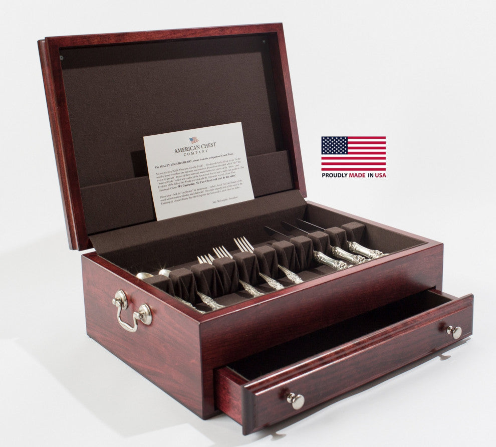 Bounty Flatware Chest, Solid American Cherry Hardwood With Rich Mahogany Finish