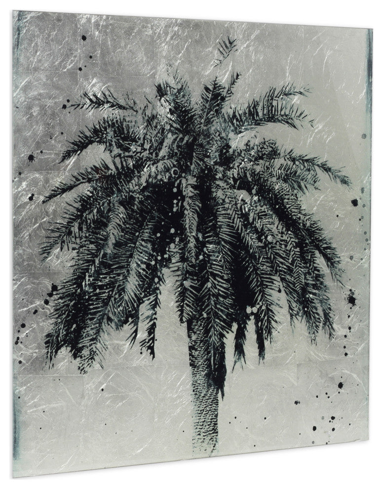 Palm Tree Wall Art Reverse Printed on Tempered Glass With Silver Leaf