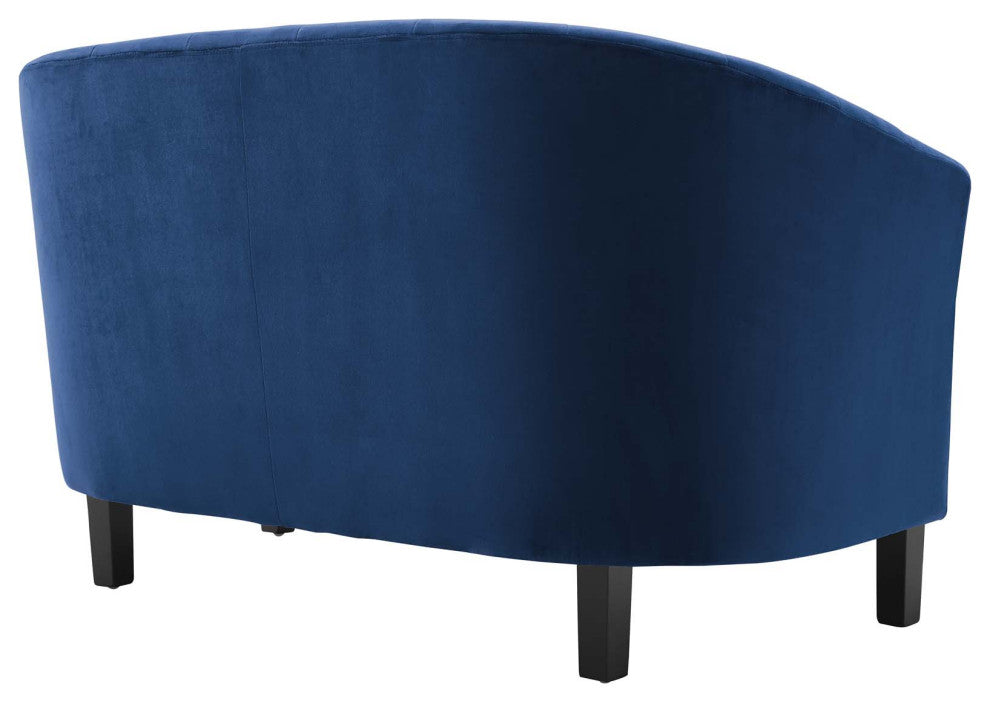 Prospect Channel Tufted Upholstered Velvet Loveseat, Navy