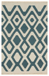 Ivory Transitional Geometric Indoor/Outdoor Kilim Area Rug