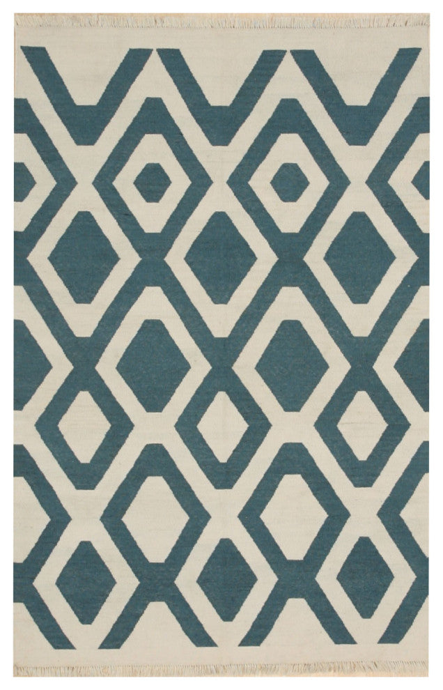 Ivory Transitional Geometric Indoor/Outdoor Kilim Area Rug