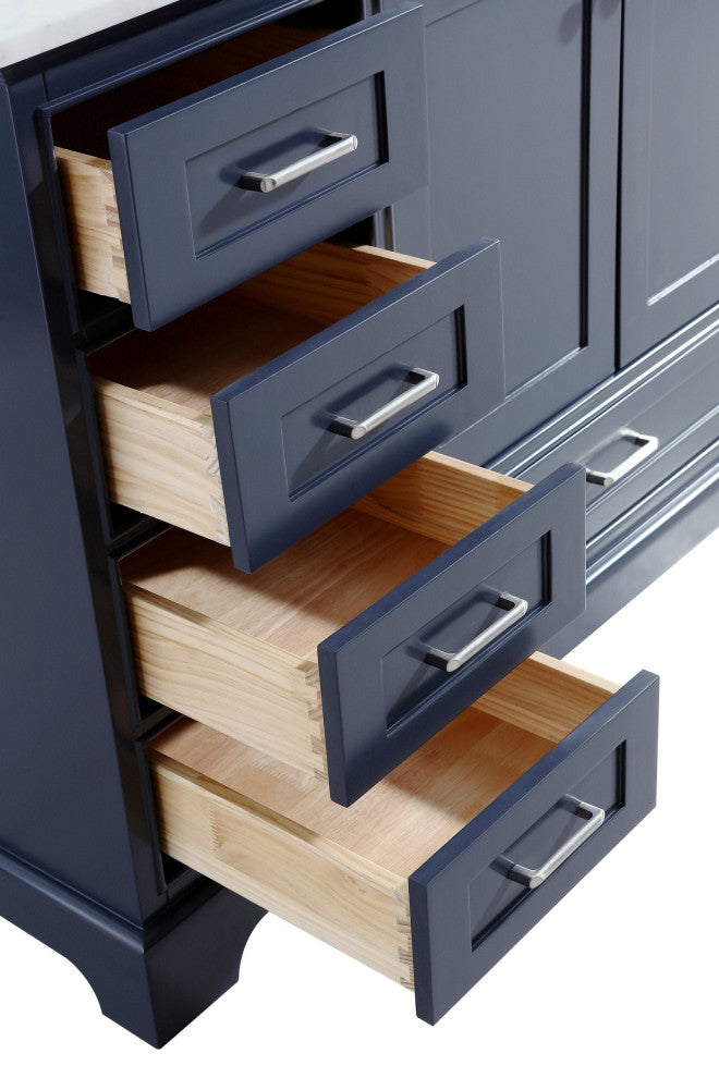 Harper 60" Bathroom Vanity, Marine Gray, Carrara Marble, Single