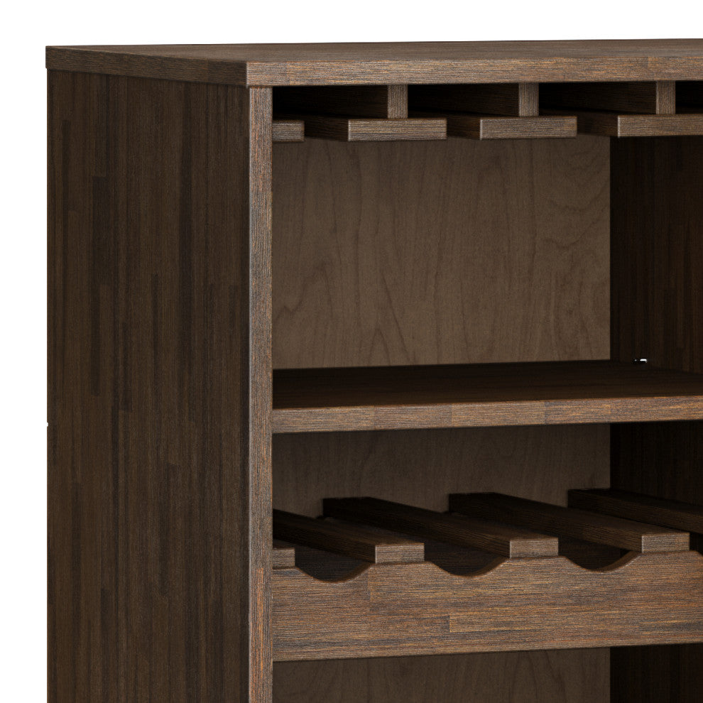 Clarkson Solid Acacia Wood Wine Cabinet, Rustic Natural Aged Brown