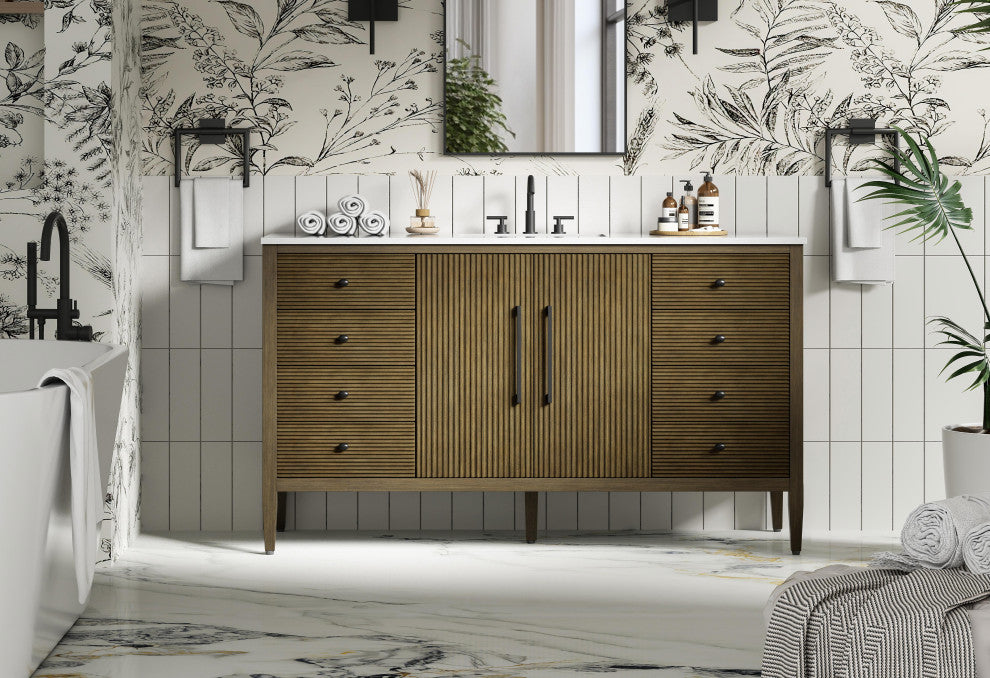 Home Living 60" Single Bathroom Vanity, Hazel Oak