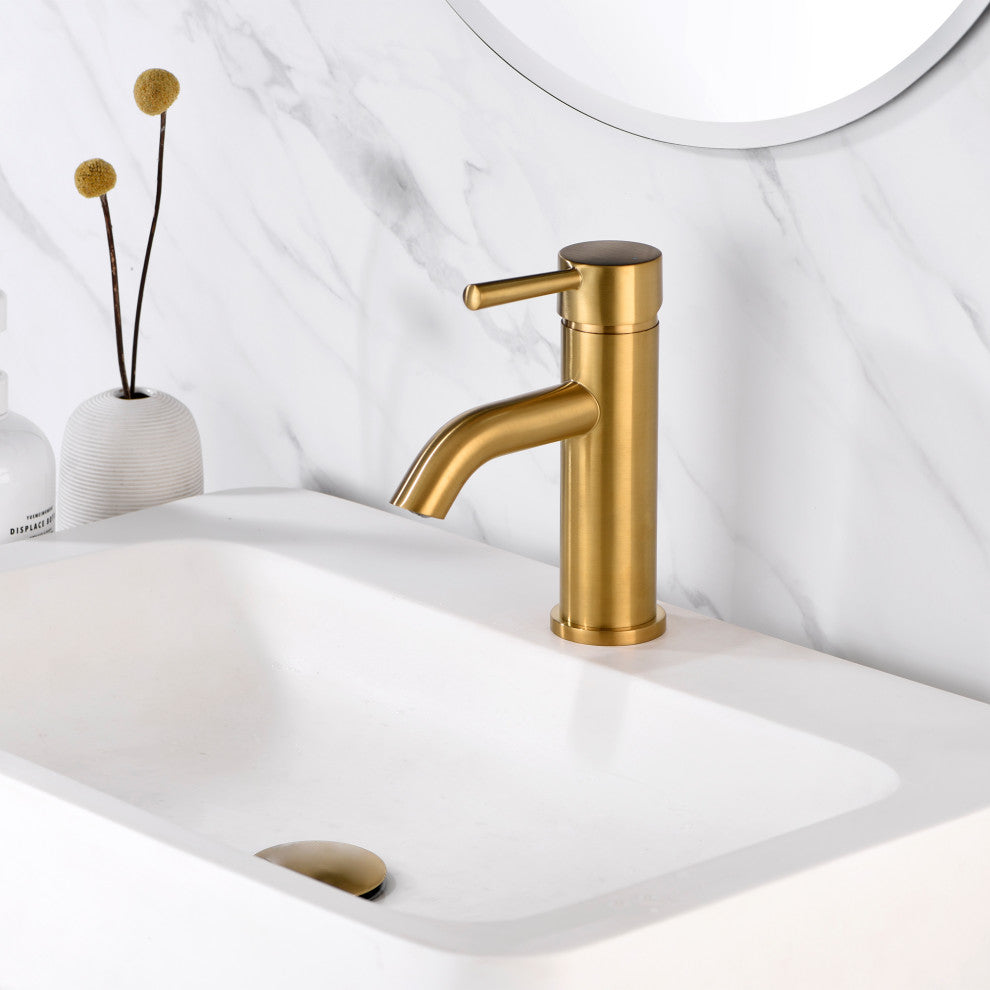 Luxier BSH03-S Single-Handle Bathroom Faucet with Drain, Brushed Gold