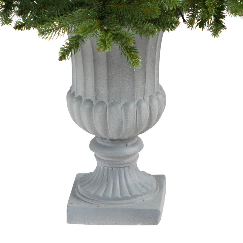 4.5' Sierra Spruce Natural Look Faux Xmas Tree W/150 Clear Lights, Urn