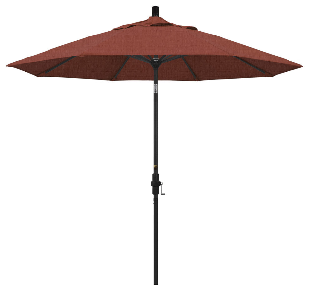 9' Stone Black Collar Tilt Crank Aluminum Umbrella, Terracotta Olefin