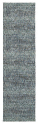 12' Runner Blue Grey Silver and Green Power Loom Runner Rug