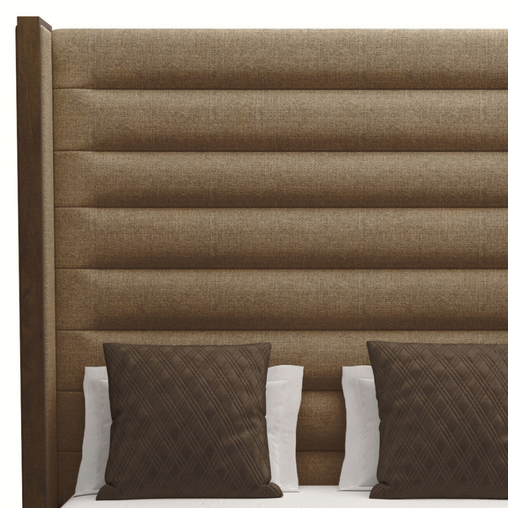Nativa Interiors Irenne Horizontal Channel Bed, Brown, King, High 87"
