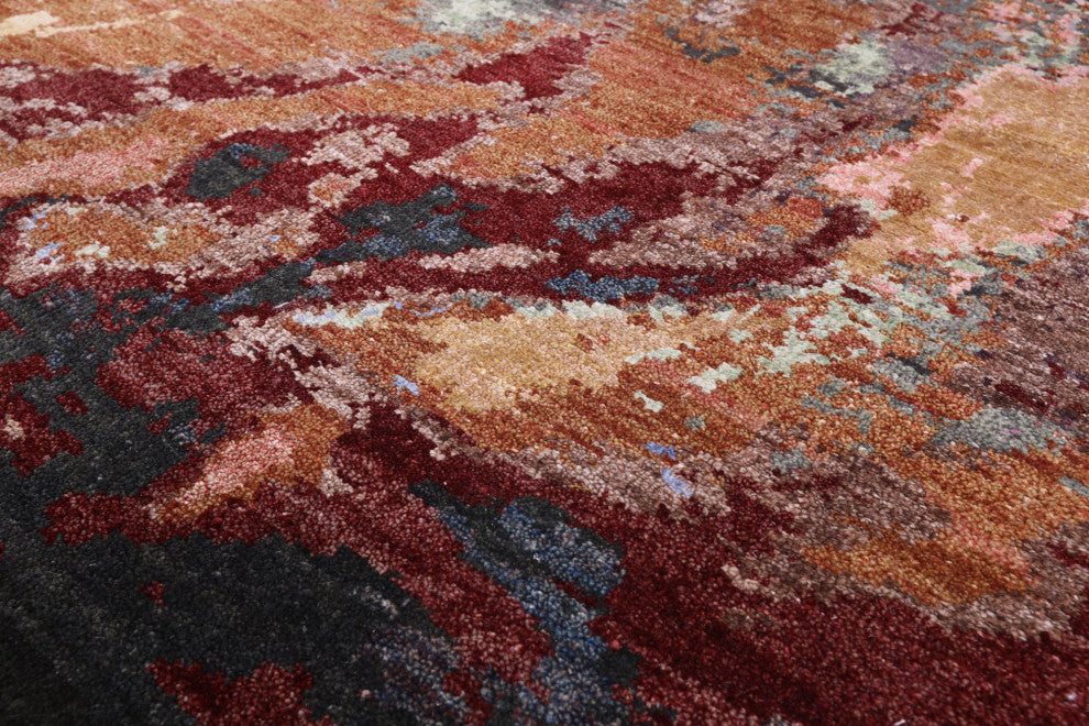 7' 10" X 10' 3" Hand Knotted Phoenix Design Wool and Silk Rug Q9101
