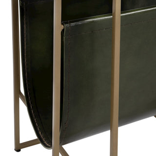 Stephanik 20.25"W Rectangular Marble/Leather Magazine Side Table, Green
