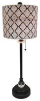 28" Crystal Lamp With Moroccan Tile Textured Shade, Oil Rubbed Bronze, Single