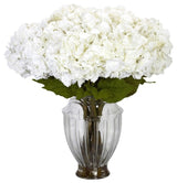 Large Hydrangea With European Vase Silk Flower Arrangement