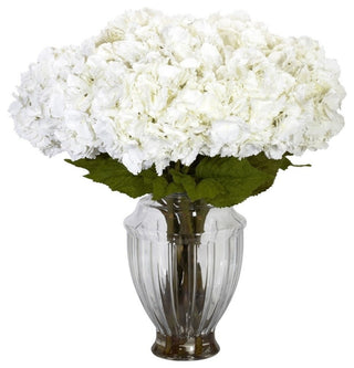 Large Hydrangea With European Vase Silk Flower Arrangement