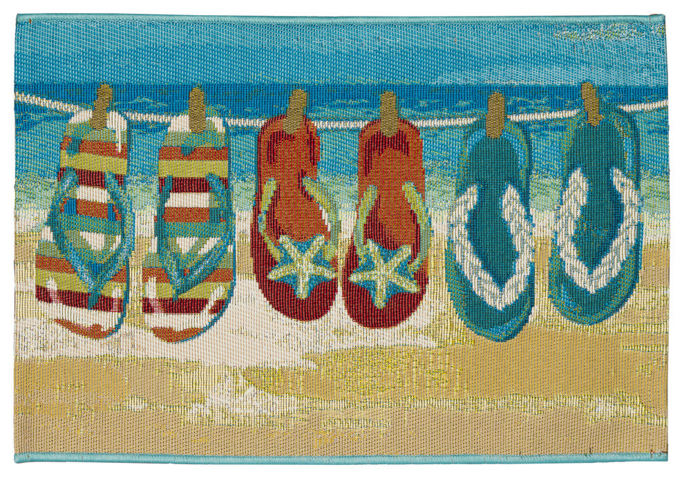 Esencia Flip Flops Forever Indoor/Outdoor Mat Blue 2'x2'10"