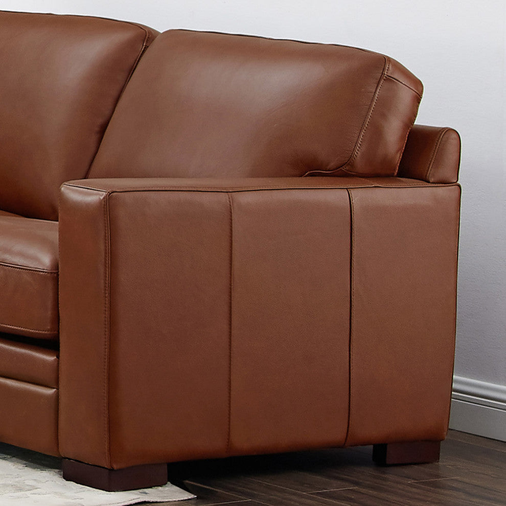 Hydeline Dillon Top Grain Leather Sofa Collection, Cinnamon Brown, Loveseat